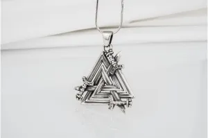 Brutal 925 silver viking pendant with Valknut swords, unique handmade jewelry