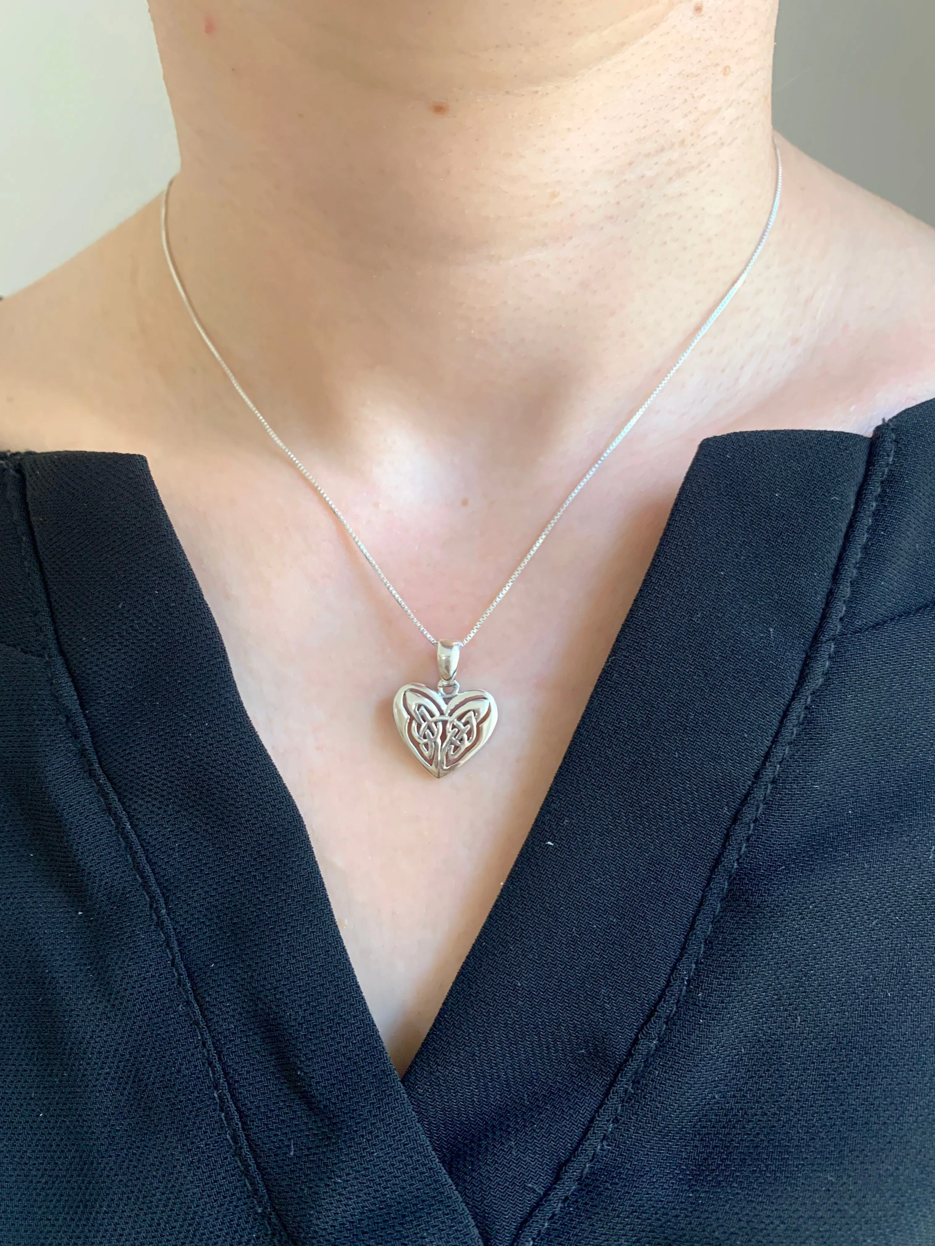 Butterfly Heart Pendant - Celtic Heart Pendant, Silver Heart Pendant