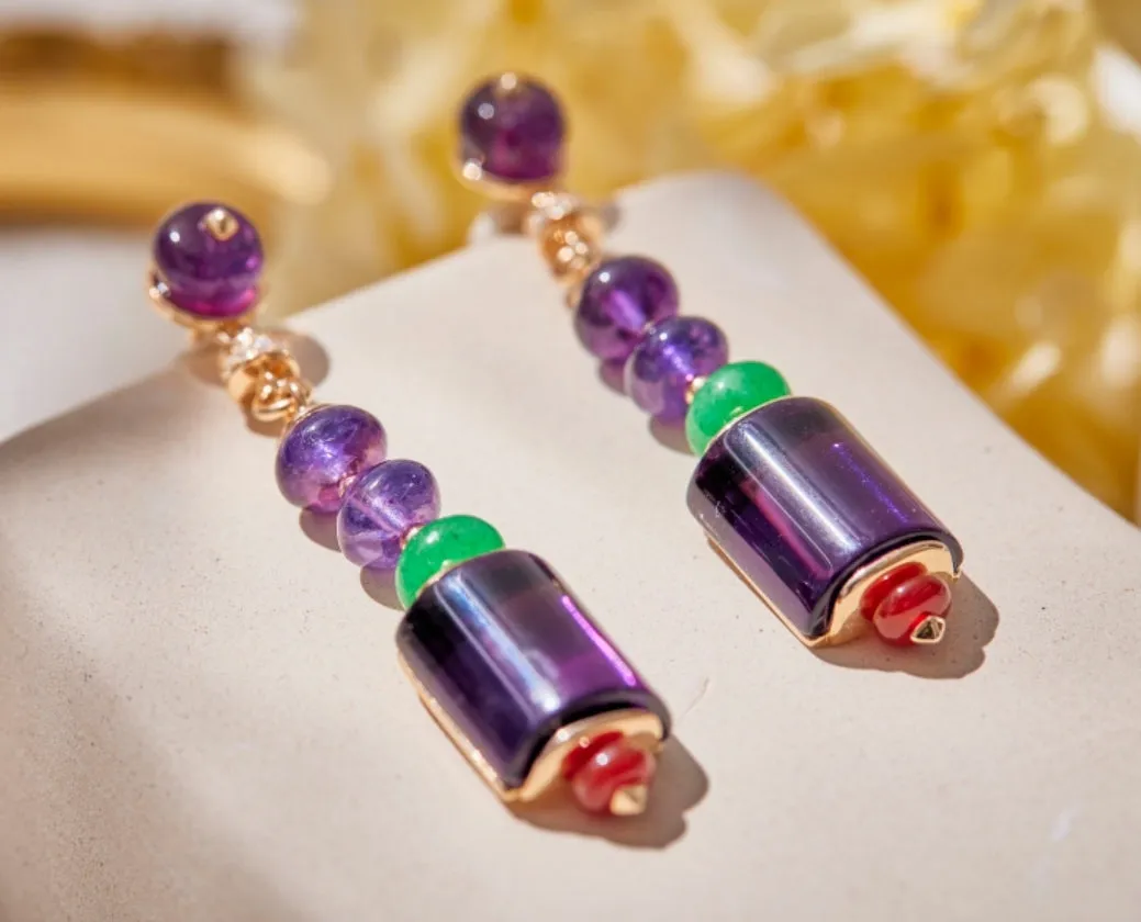 Cabochon gems beads Zirconite Cubic Zirconia Earrings 840E100