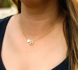 CAI Two Tone "Full of Love" Heart & Initial Necklaces