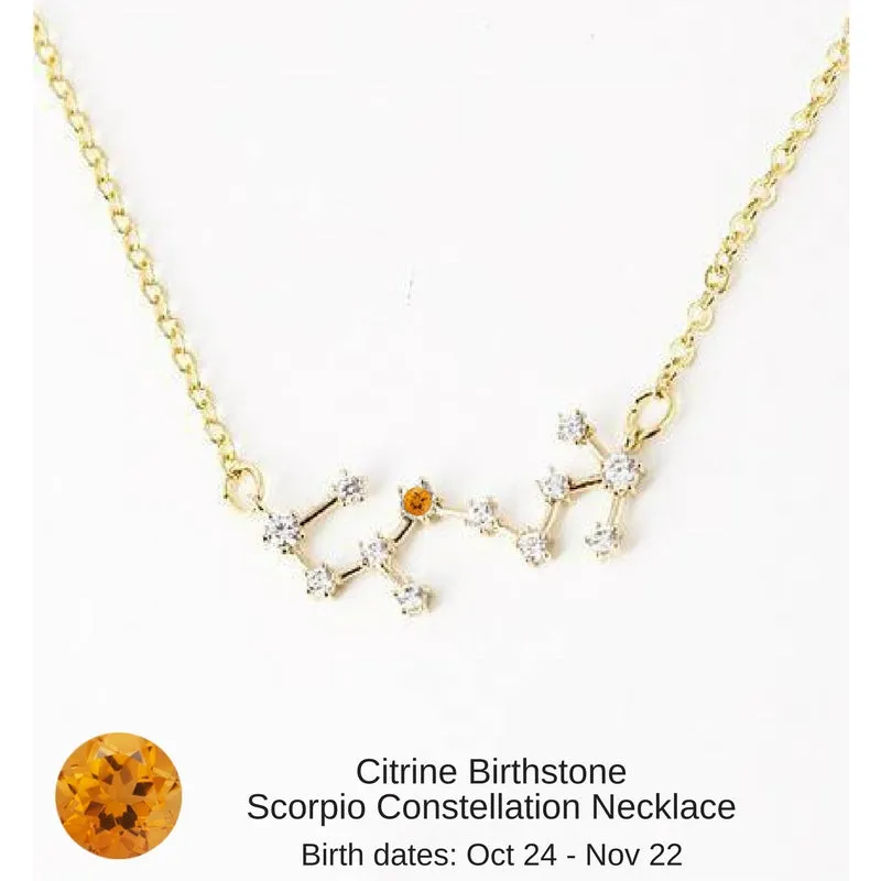 Cancer Constellation Zodiac Necklace with Ruby Birthstone - "Star Candy"