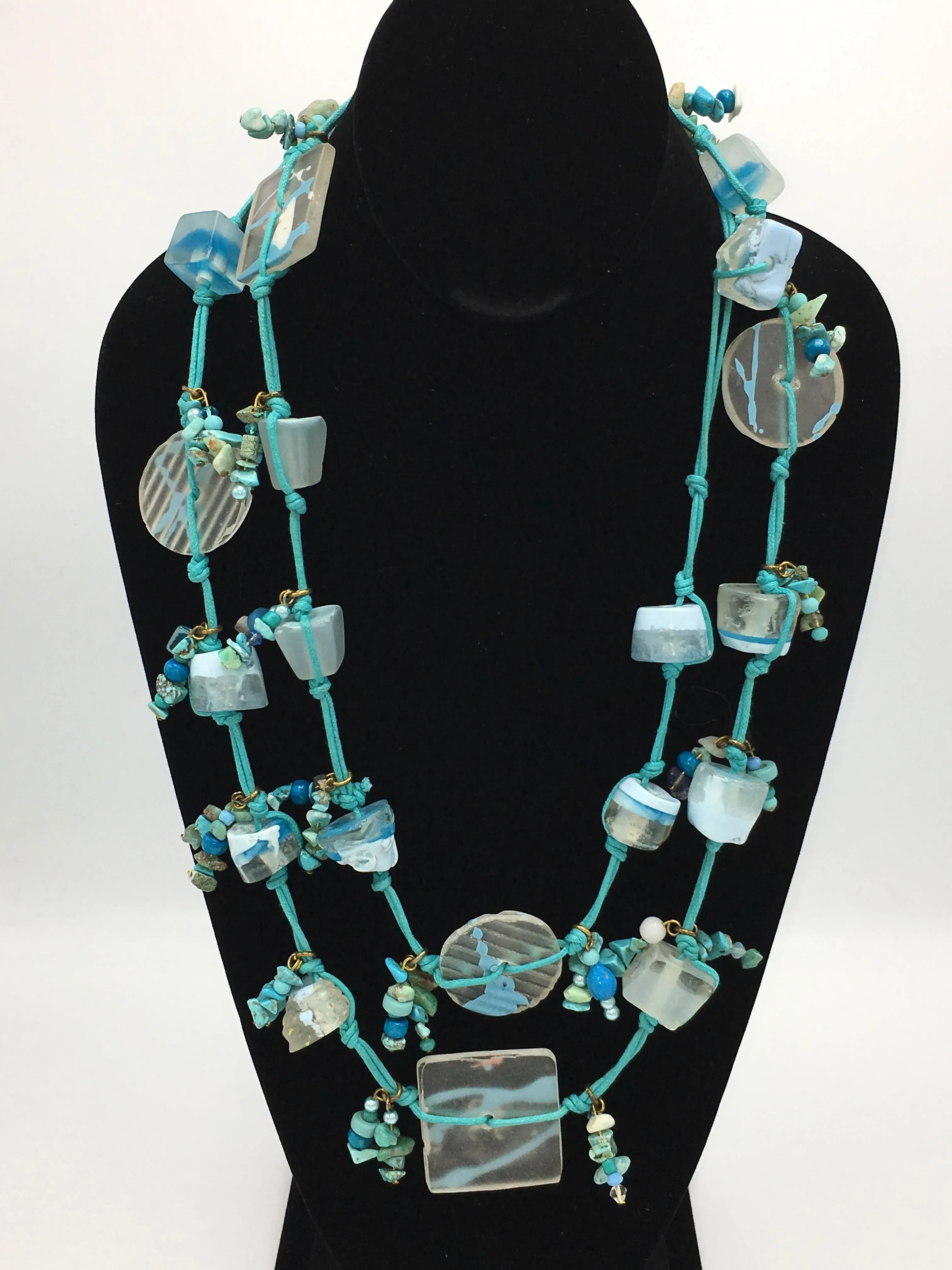 Candy Crunch Necklace: Turquoise/Clear with Baubles and Blasts