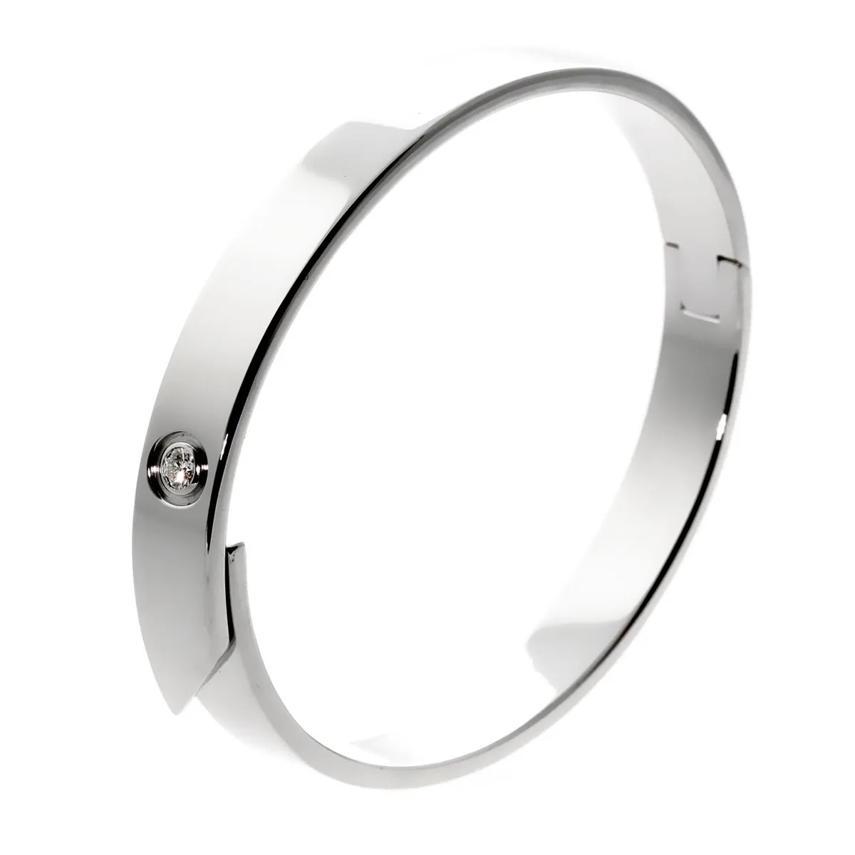 Cartier Anniversary Diamond Bangle White Gold Bracelet Sz 17