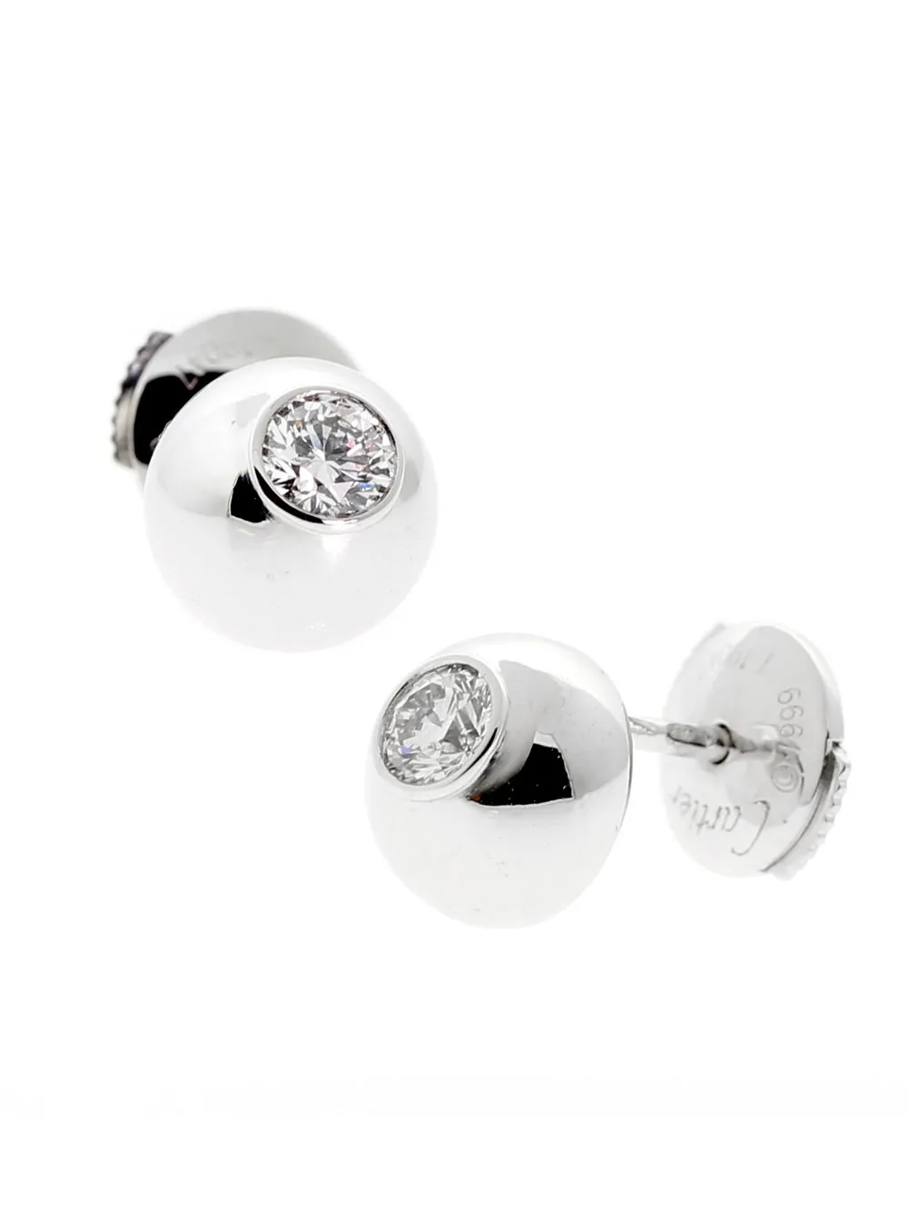 Cartier Diamond Stud White Gold Earrings