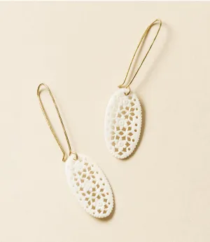 Charu Filigree Bone and Brass Drop Earrings by Matr Boomie