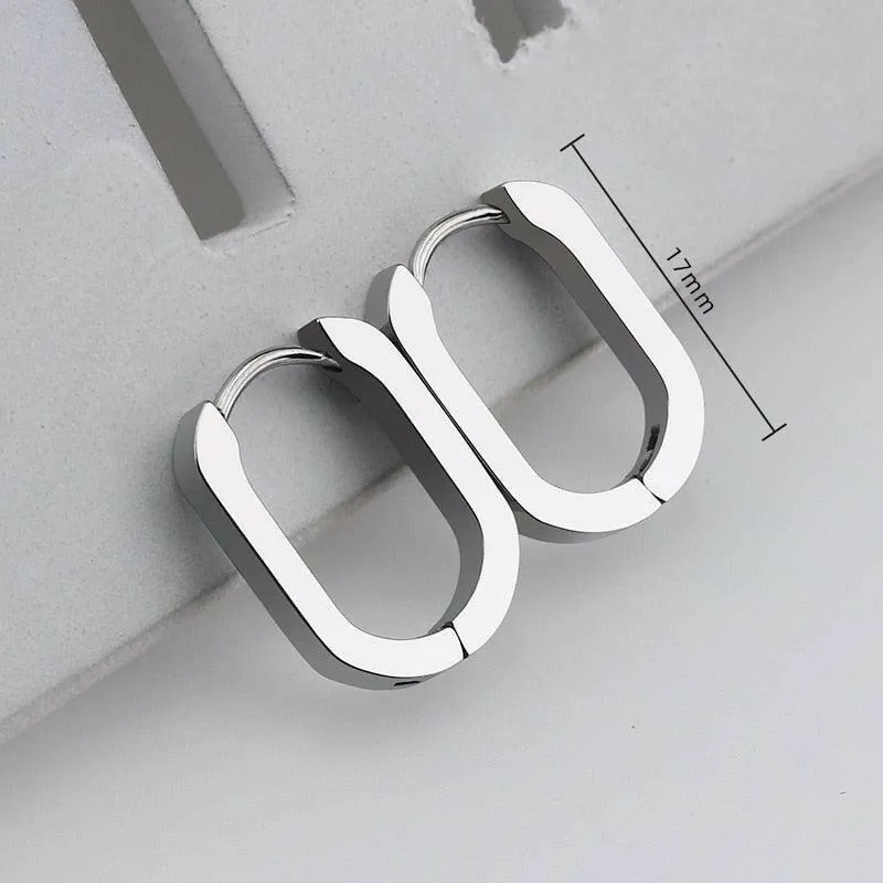 Chic Geometric Stainless Steel Hoop Earrings