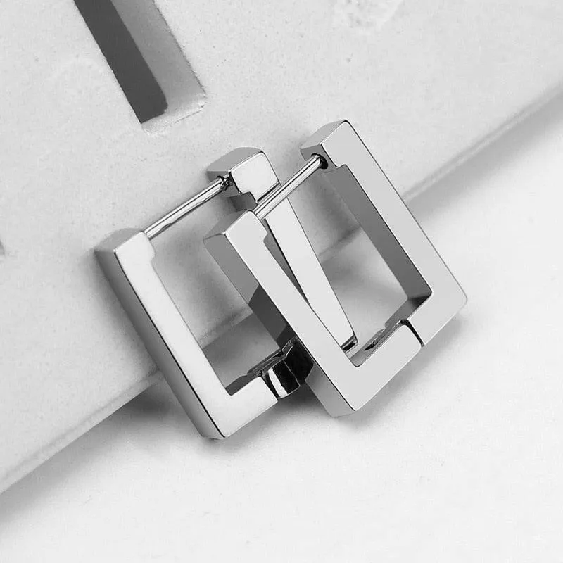 Chic Geometric Stainless Steel Hoop Earrings