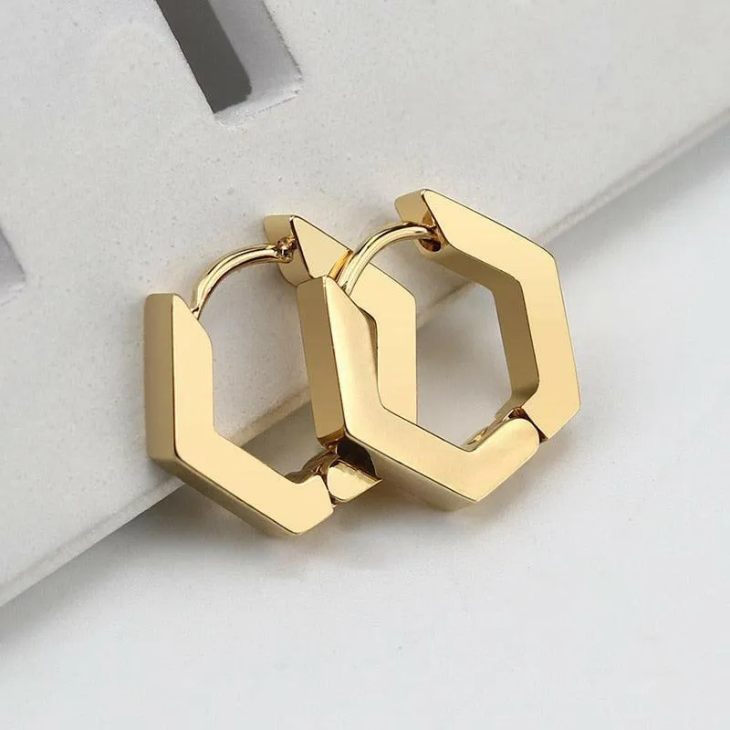 Chic Geometric Stainless Steel Hoop Earrings