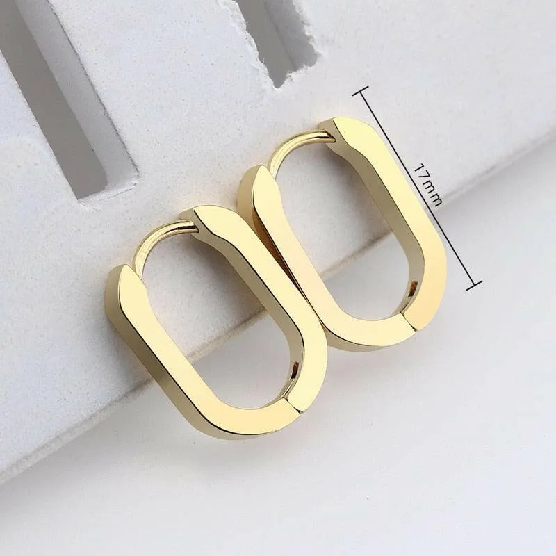 Chic Geometric Stainless Steel Hoop Earrings