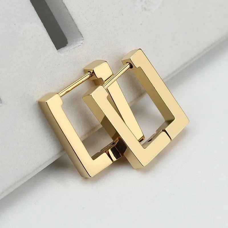 Chic Geometric Stainless Steel Hoop Earrings