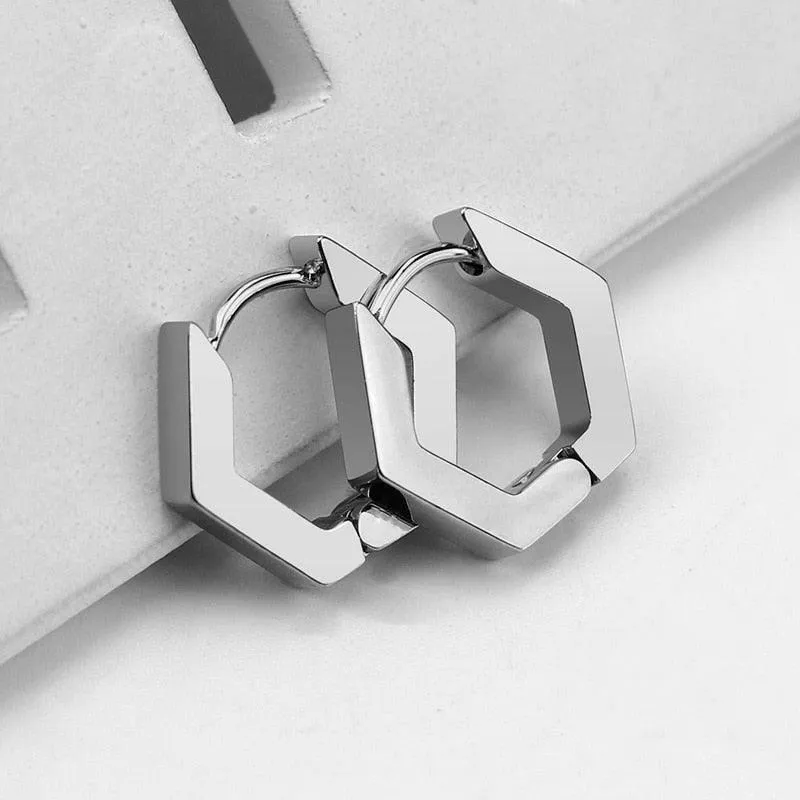Chic Geometric Stainless Steel Hoop Earrings