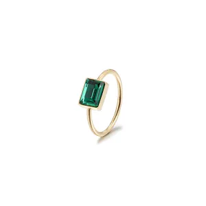 Chic Green Rectangular Stone Ring