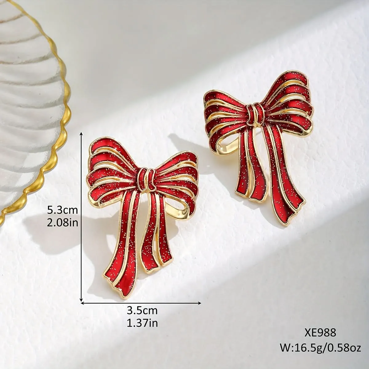 Chic Red Bowknot Alloy Stud Earrings
