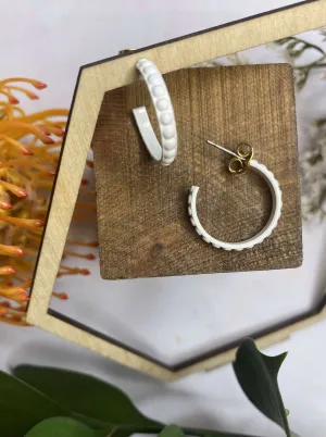 Chic White Dotted Enamel Earrings