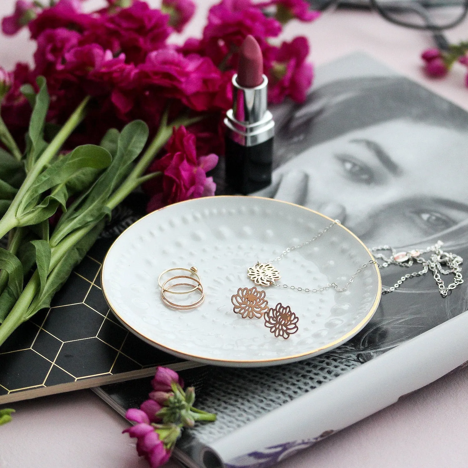 Chrysanthemum Solid Rose Gold Pendant
