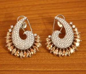Citrine Colour & AD Studded Back Clip Studs
