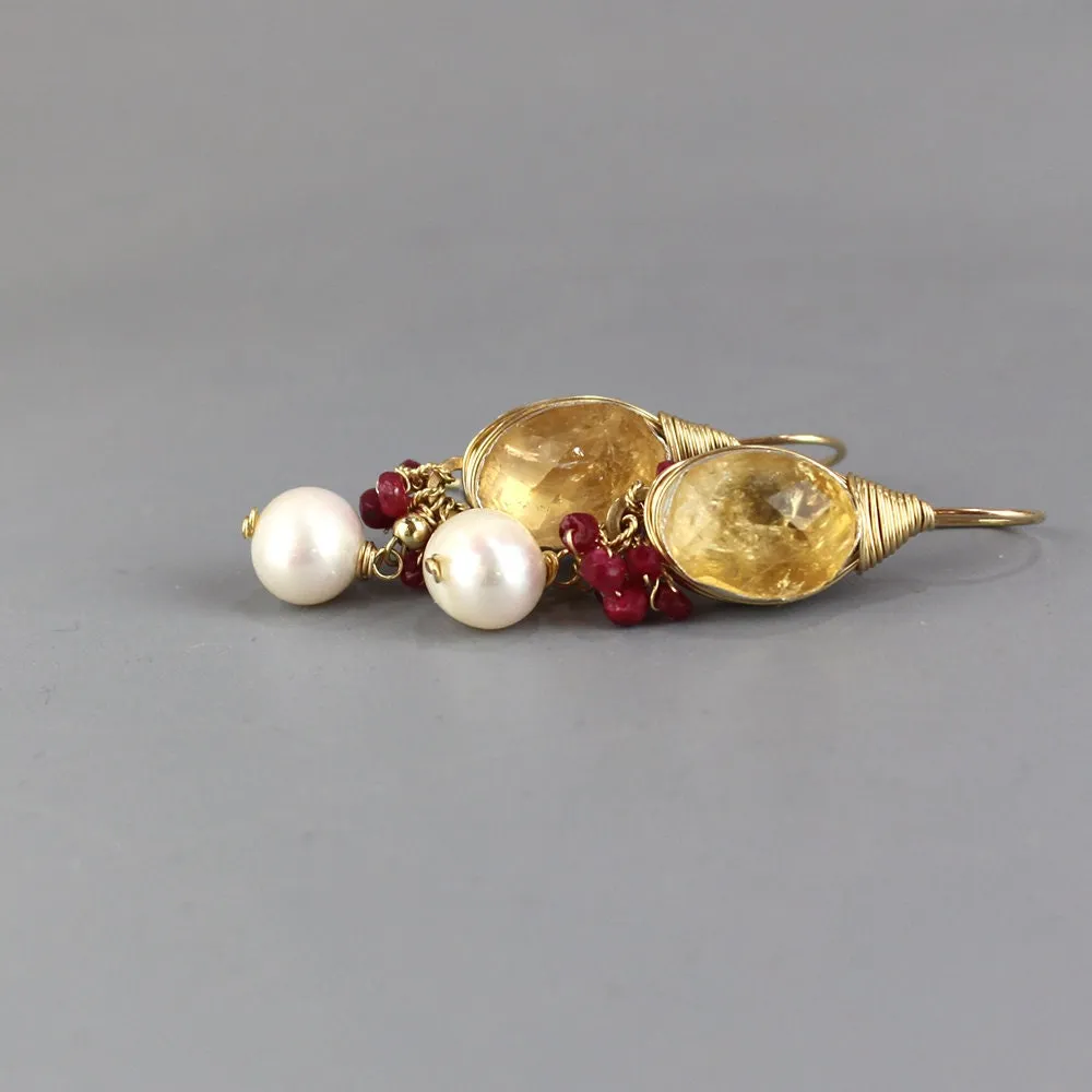 Citrine Ruby Ronit Earrings