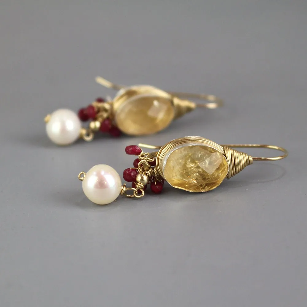 Citrine Ruby Ronit Earrings