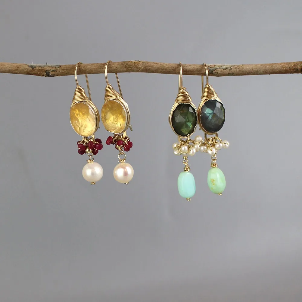 Citrine Ruby Ronit Earrings