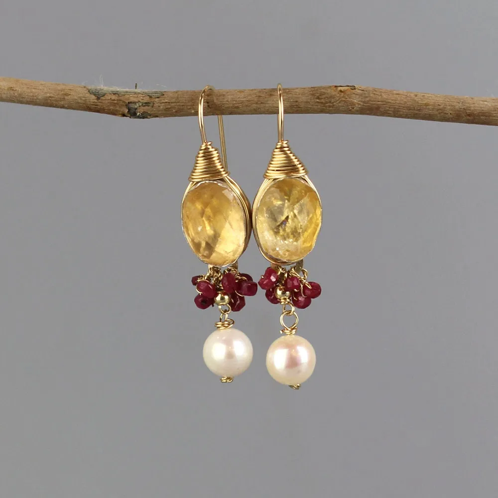 Citrine Ruby Ronit Earrings