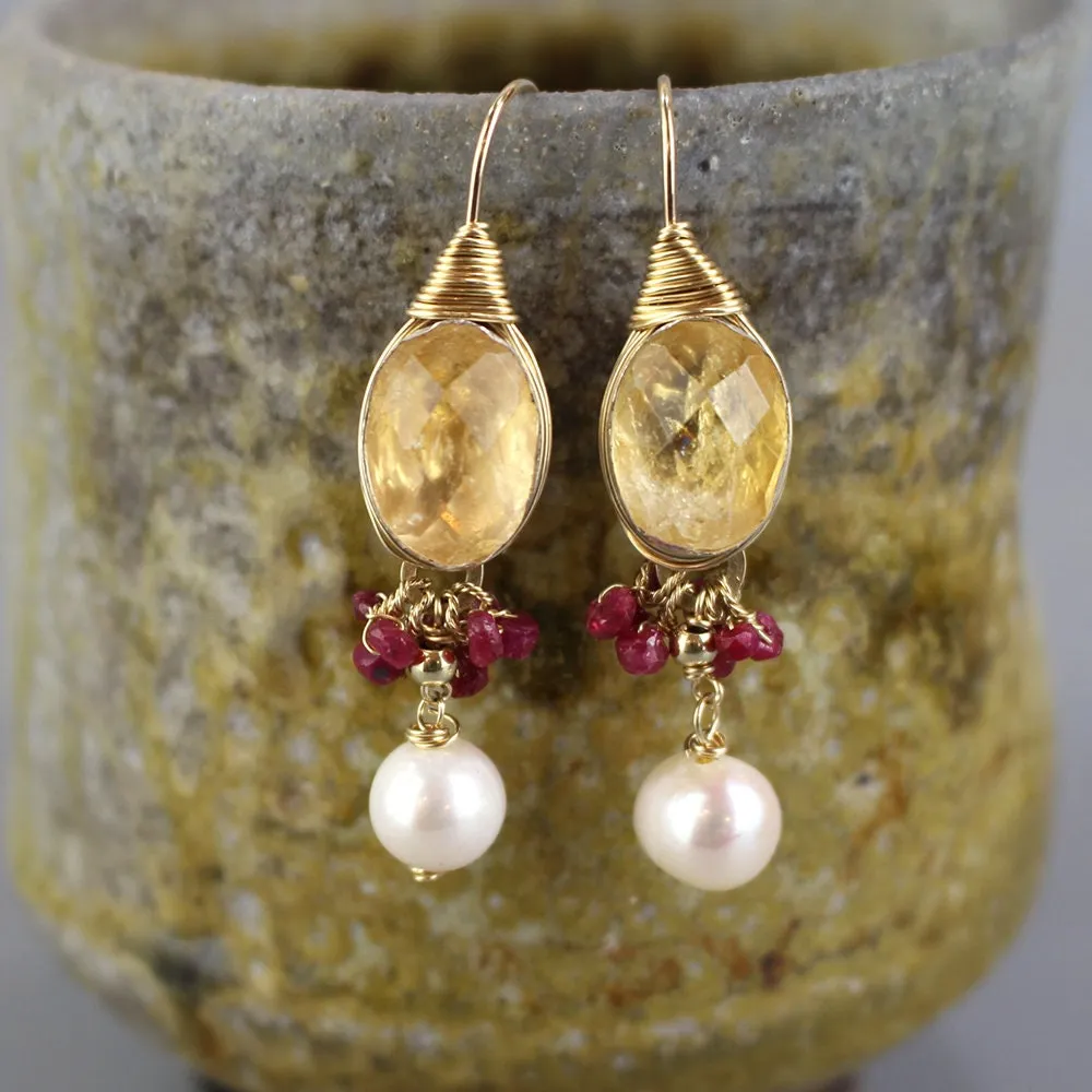 Citrine Ruby Ronit Earrings