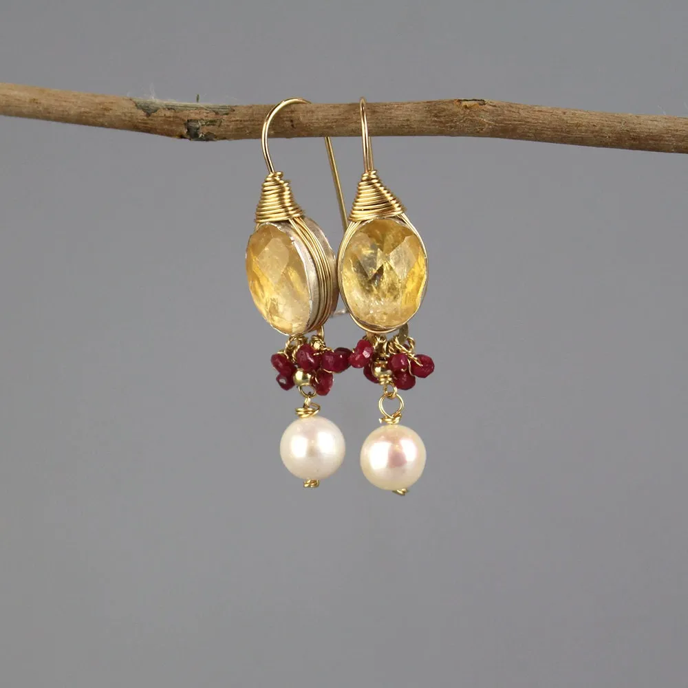 Citrine Ruby Ronit Earrings