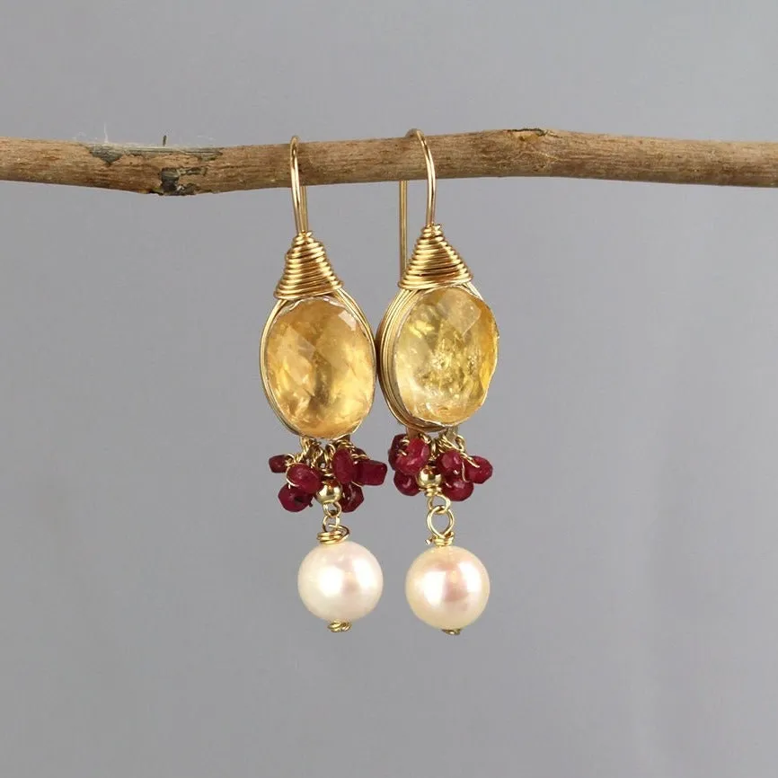 Citrine Ruby Ronit Earrings