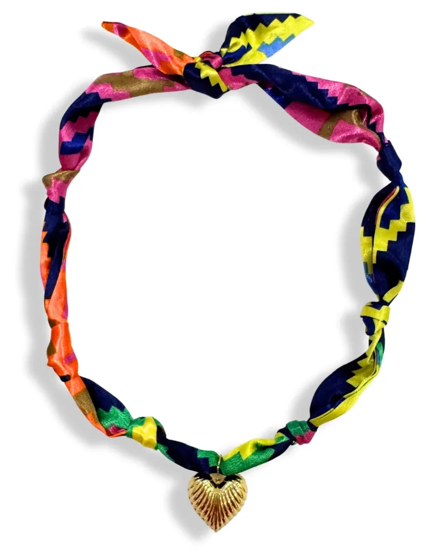 Colorful Aztec Heart Scarf Bandana Necklace