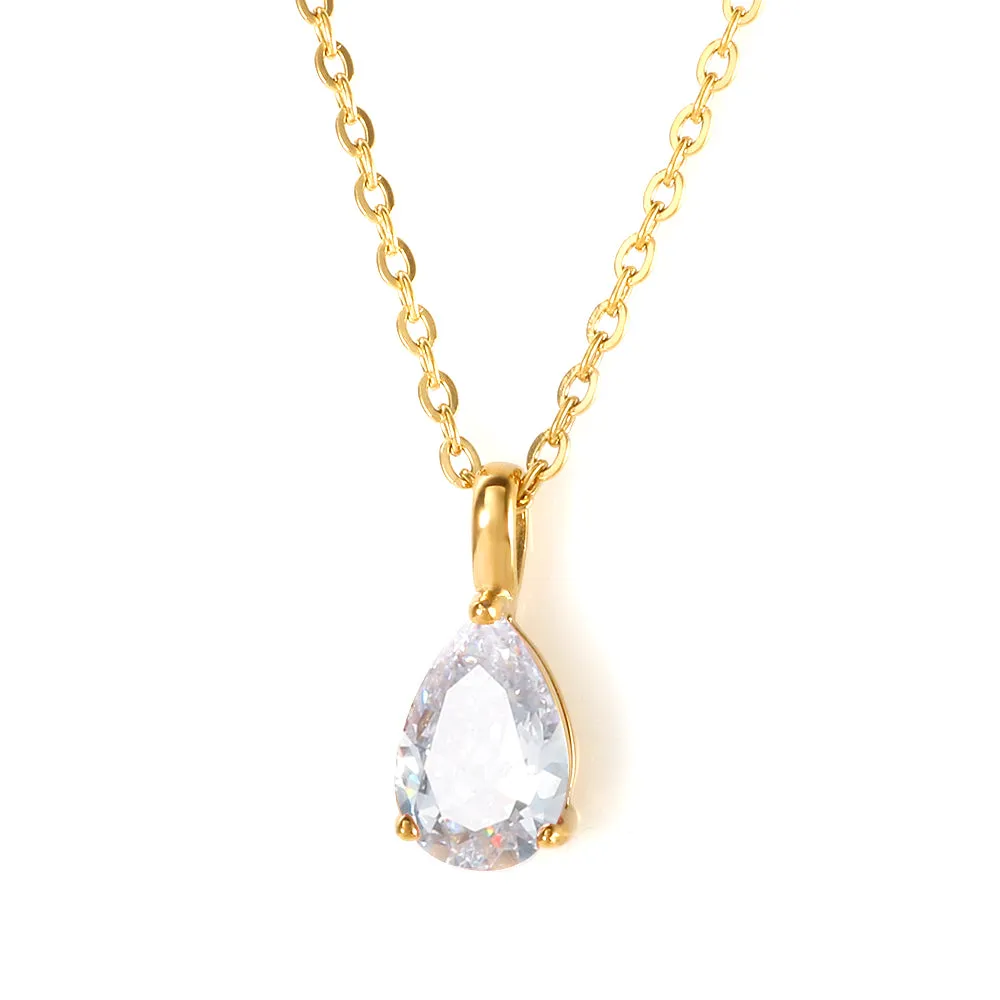 Colorful Zircon Charm Stainless Steel Necklaces