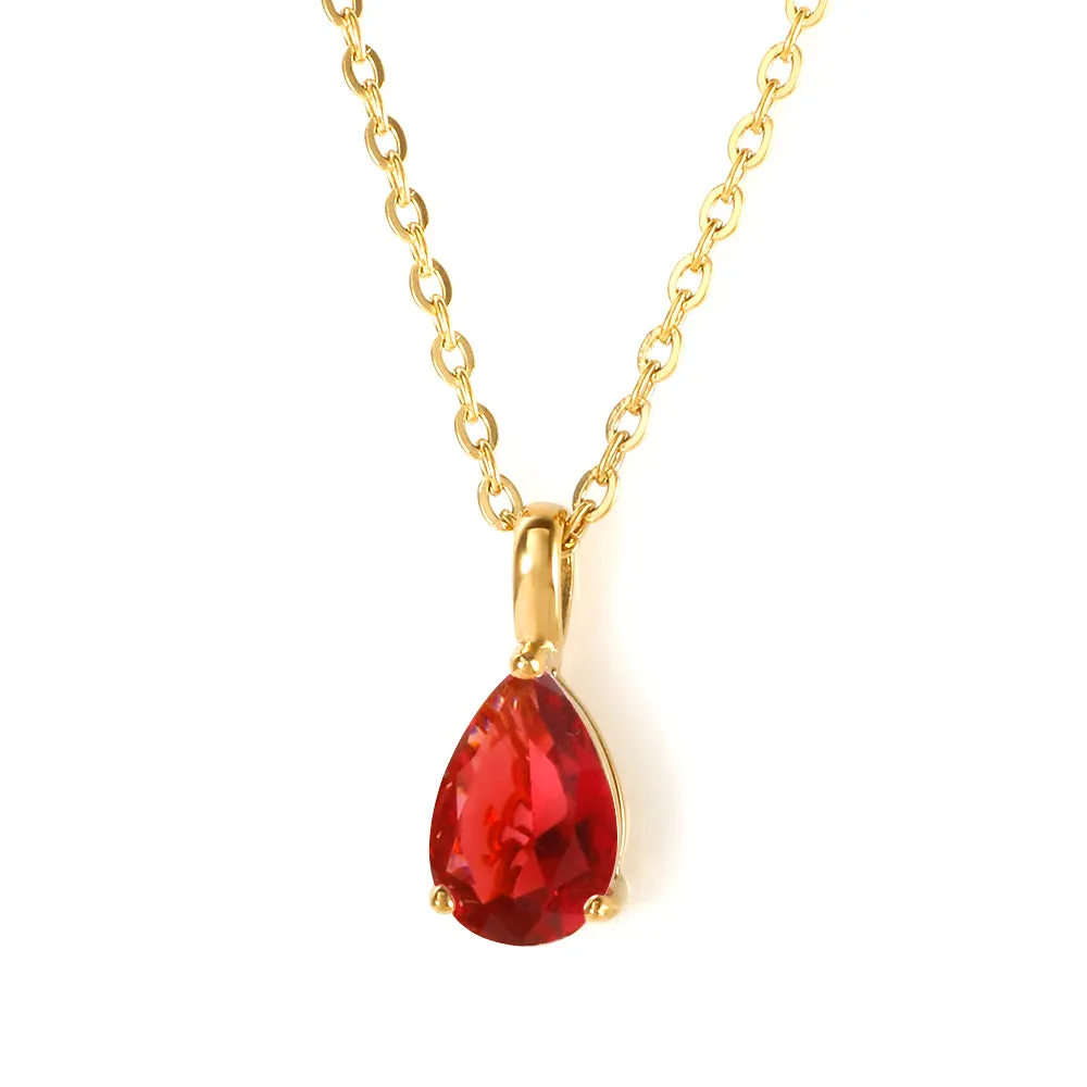 Colorful Zircon Charm Stainless Steel Necklaces