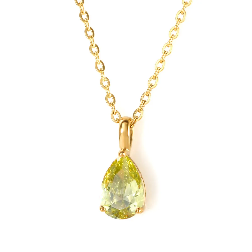 Colorful Zircon Charm Stainless Steel Necklaces