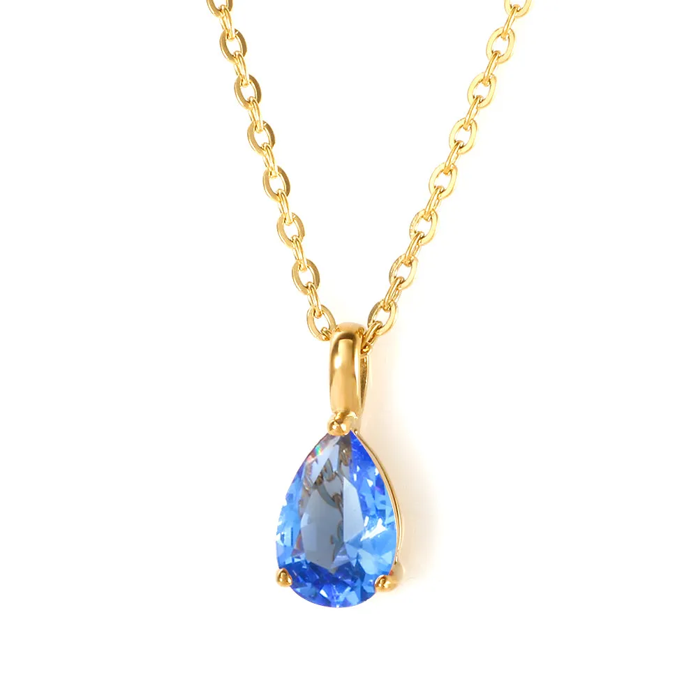 Colorful Zircon Charm Stainless Steel Necklaces