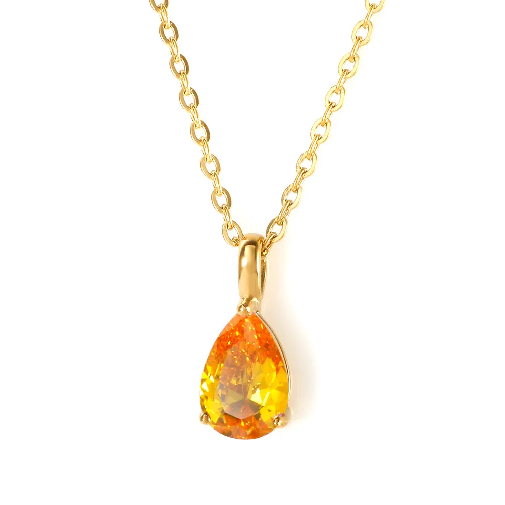 Colorful Zircon Charm Stainless Steel Necklaces