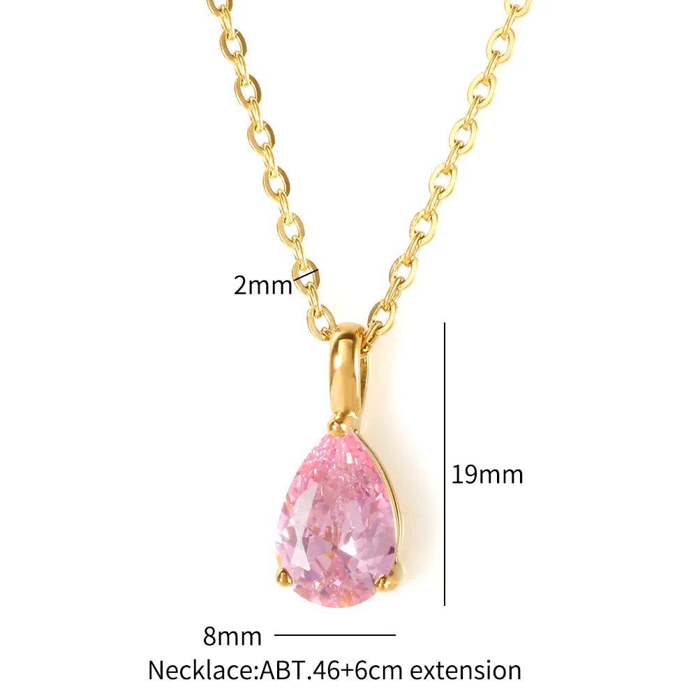 Colorful Zircon Charm Stainless Steel Necklaces