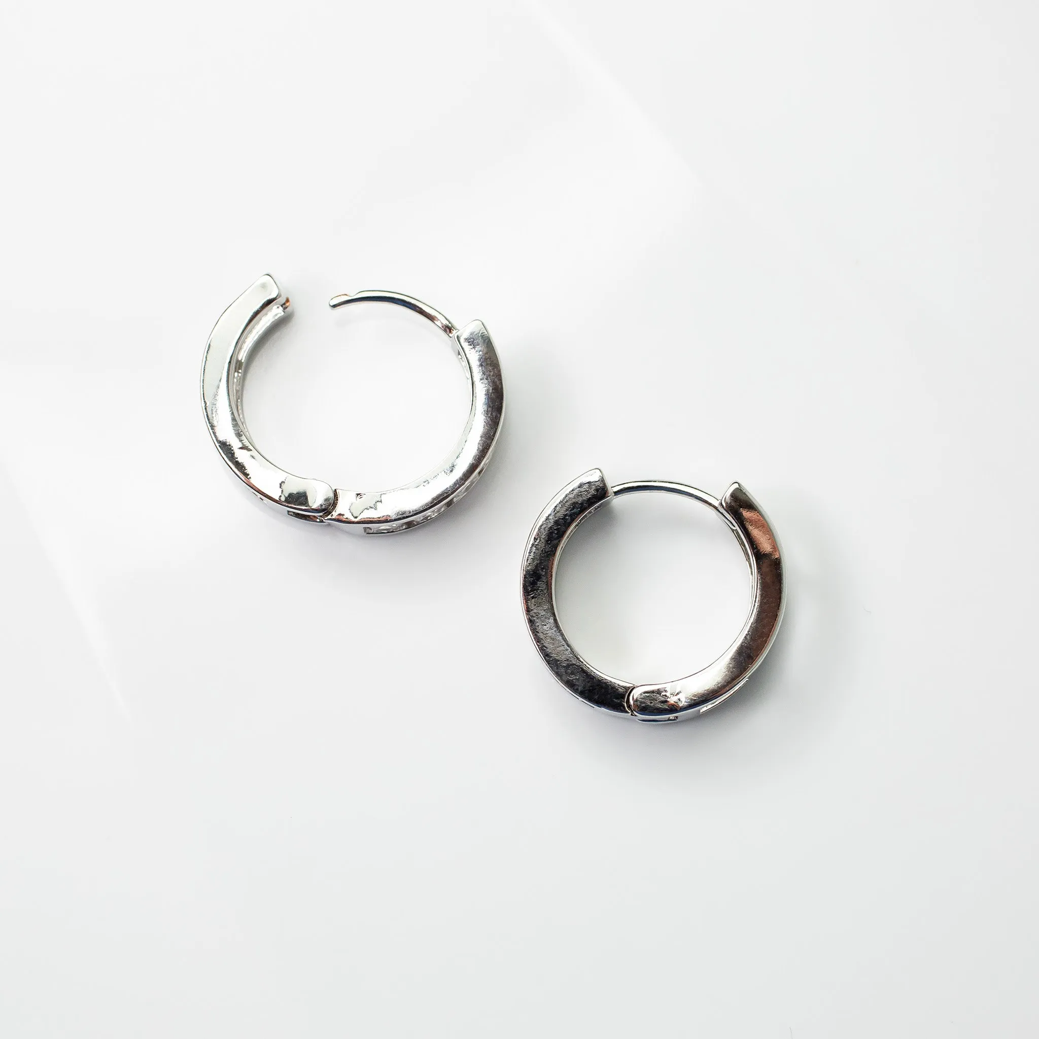 Crystal Row Locking Hoop Earrings