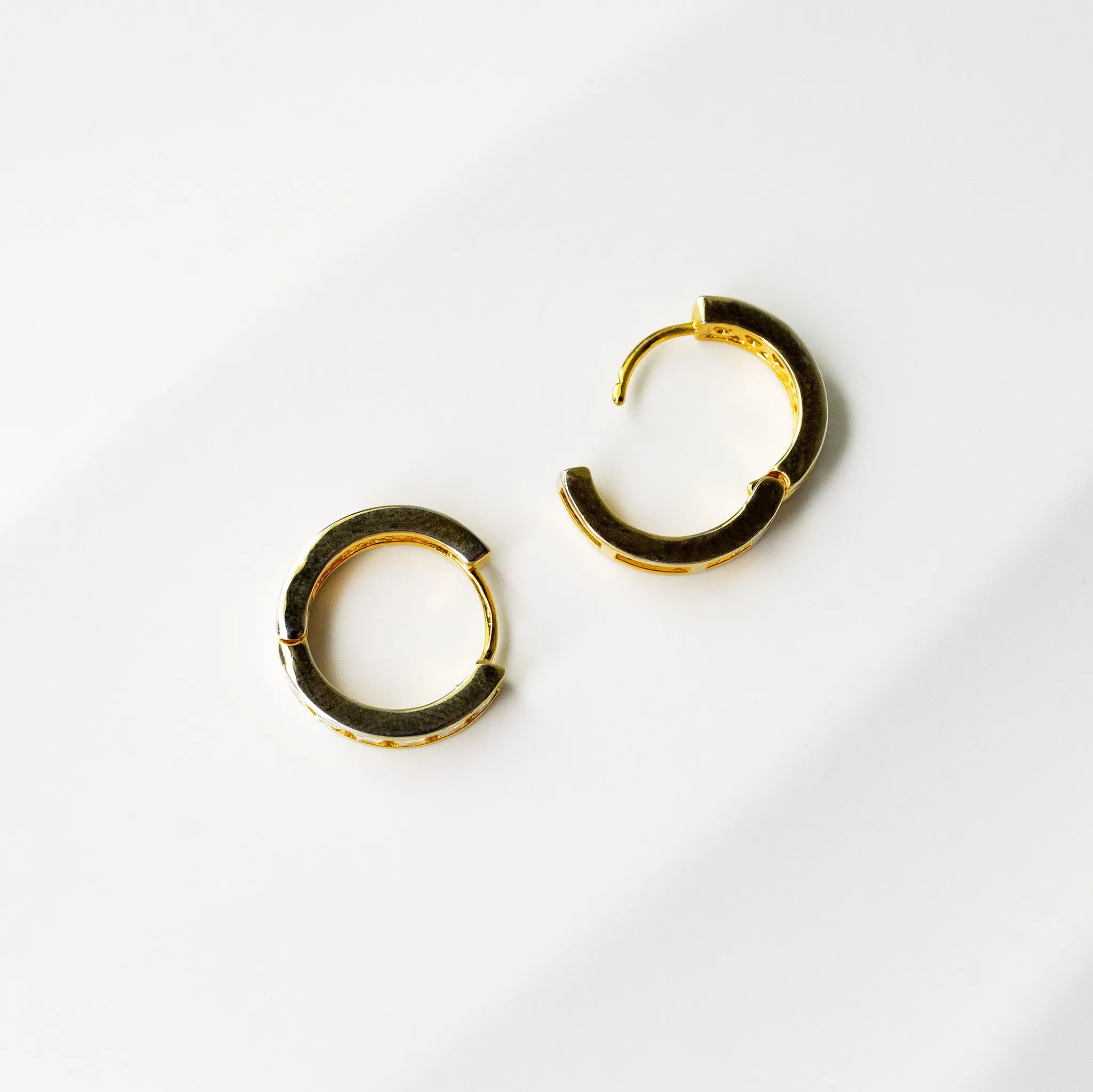 Crystal Row Locking Hoop Earrings