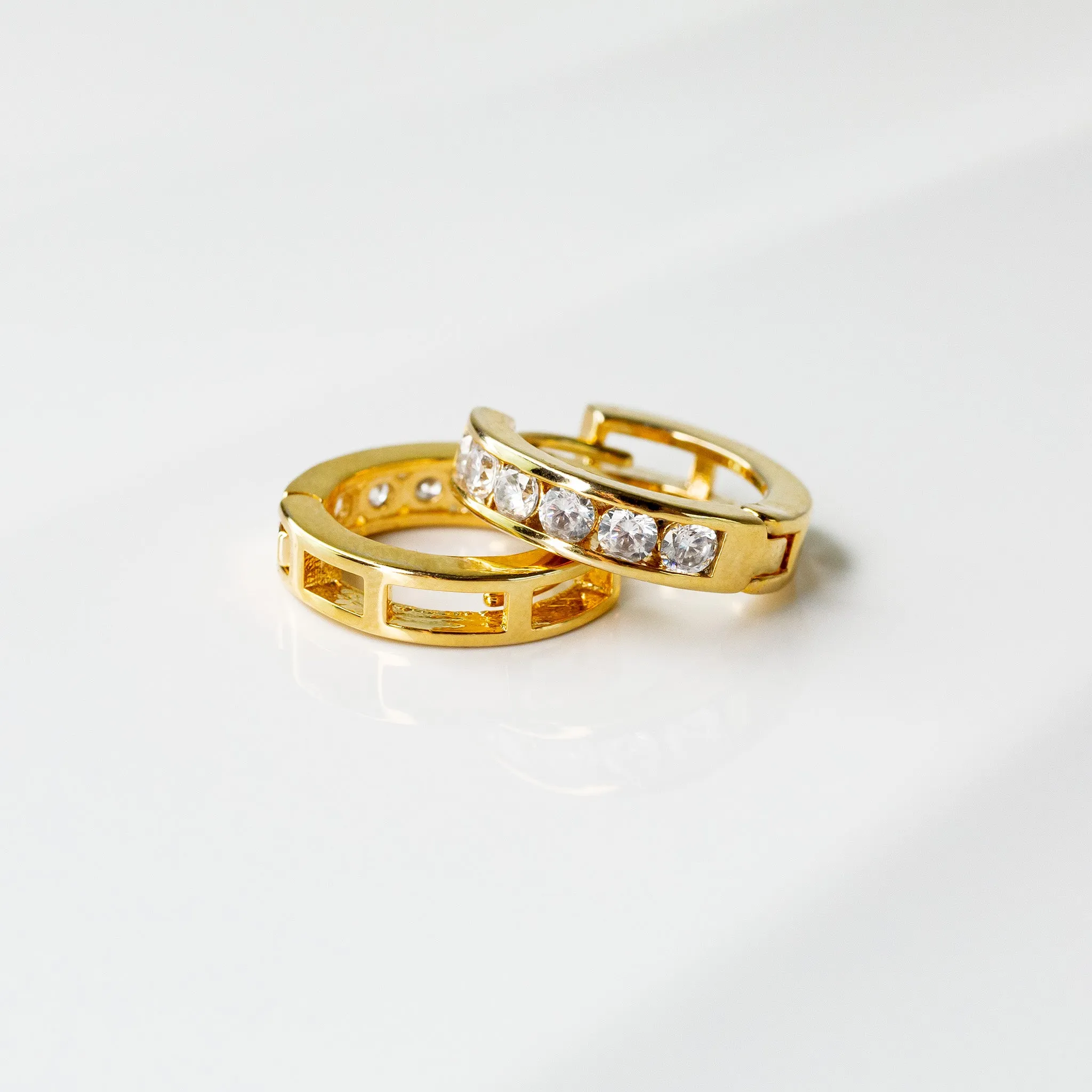 Crystal Row Locking Hoop Earrings