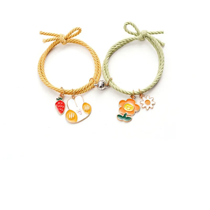 CutieCryptoCats 2pcs\Set Plus other Cute Cartoon  Bracelet Magnet Ball Hand Men and Women Gift Friendship NFT Charms Elastic Rope Jewelry