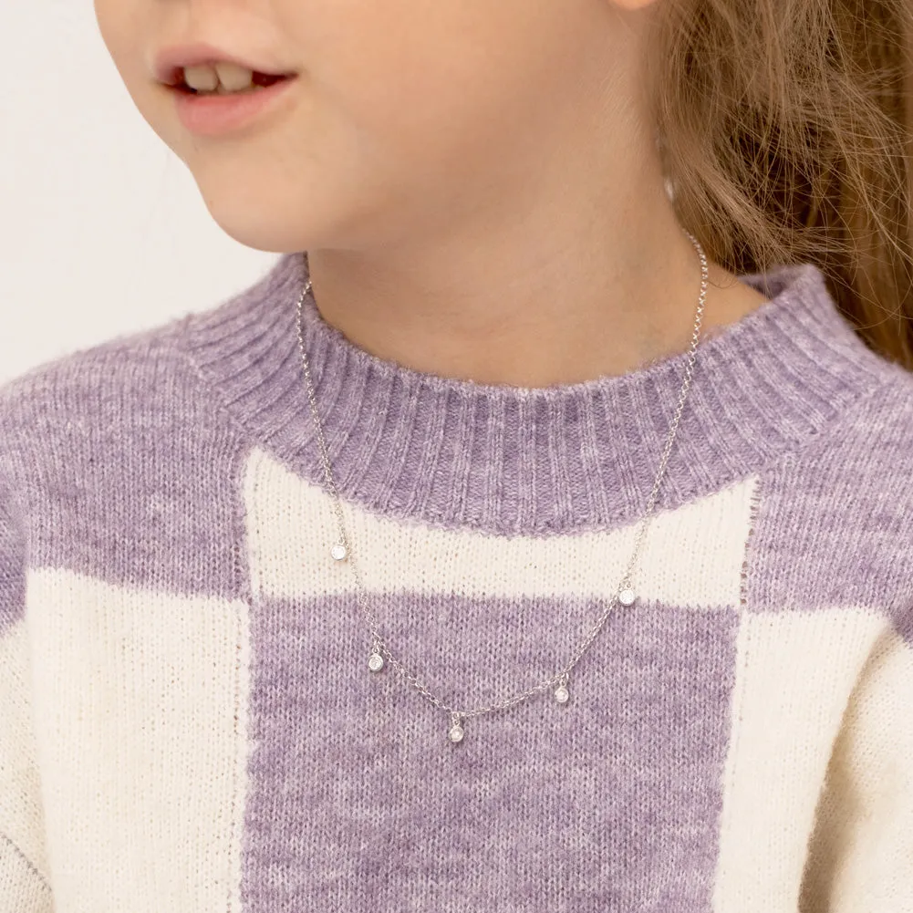 CZ Charm 16" Kids / Girls / Teen Necklace - Sterling Silver