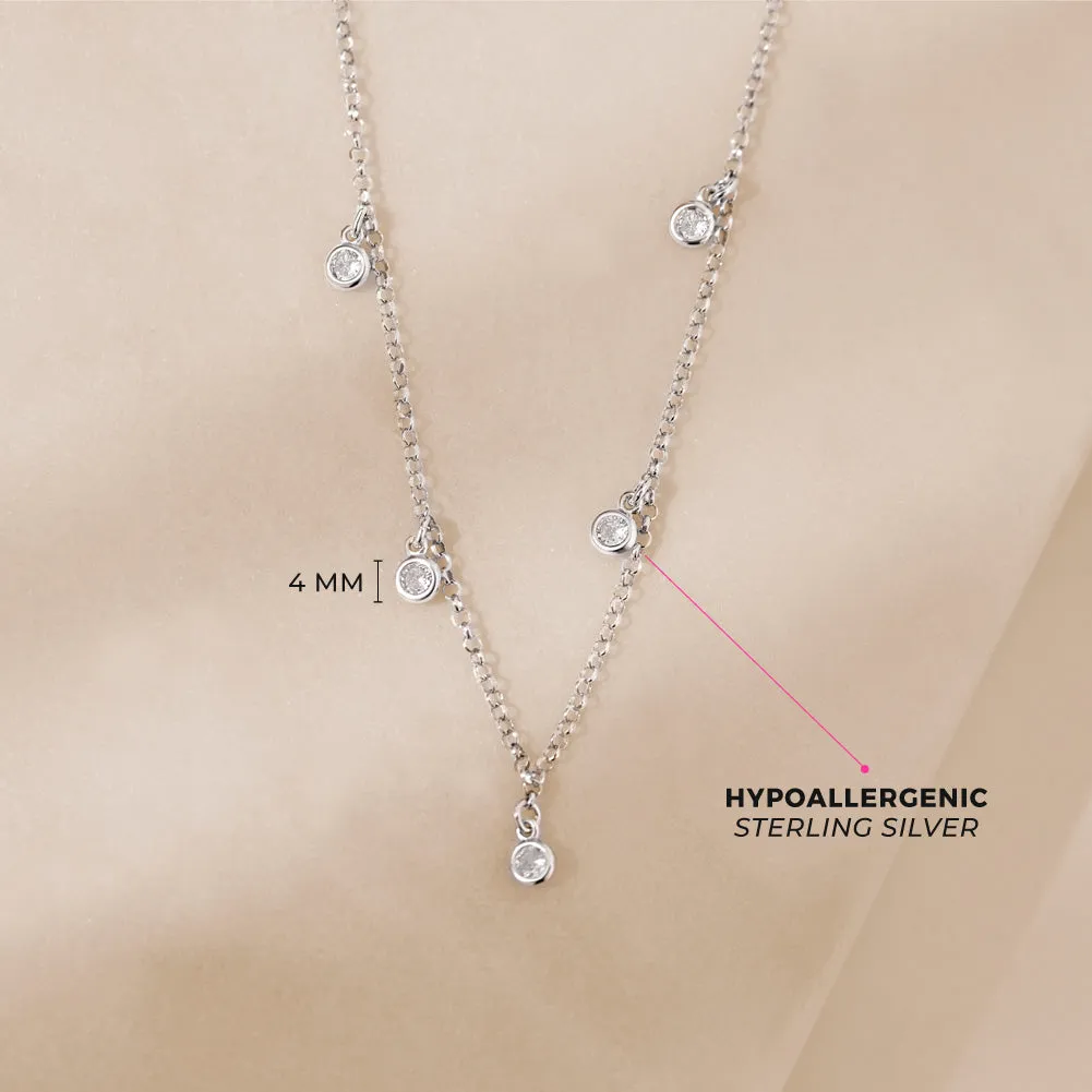CZ Charm 16" Kids / Girls / Teen Necklace - Sterling Silver