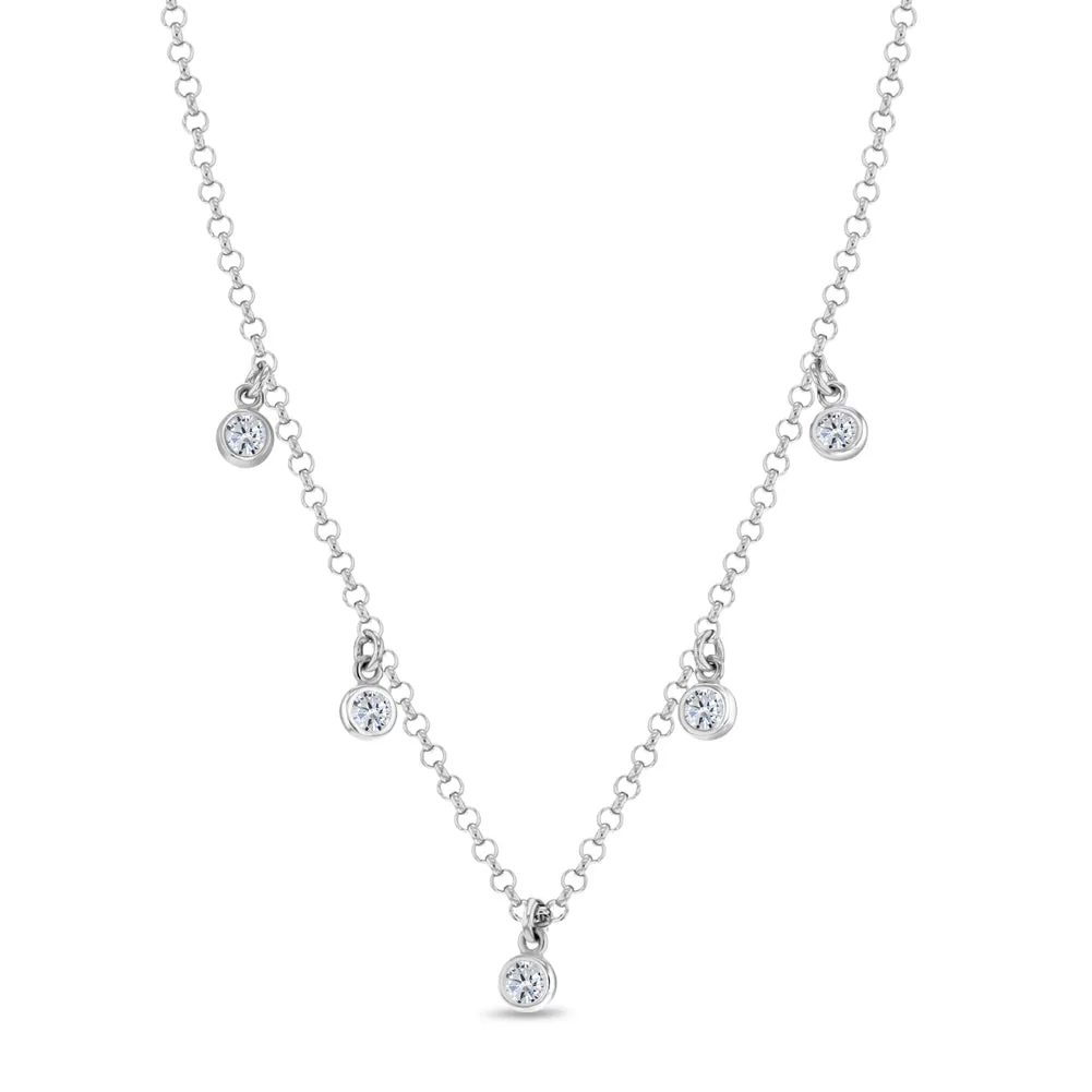 CZ Charm 16" Kids / Girls / Teen Necklace - Sterling Silver