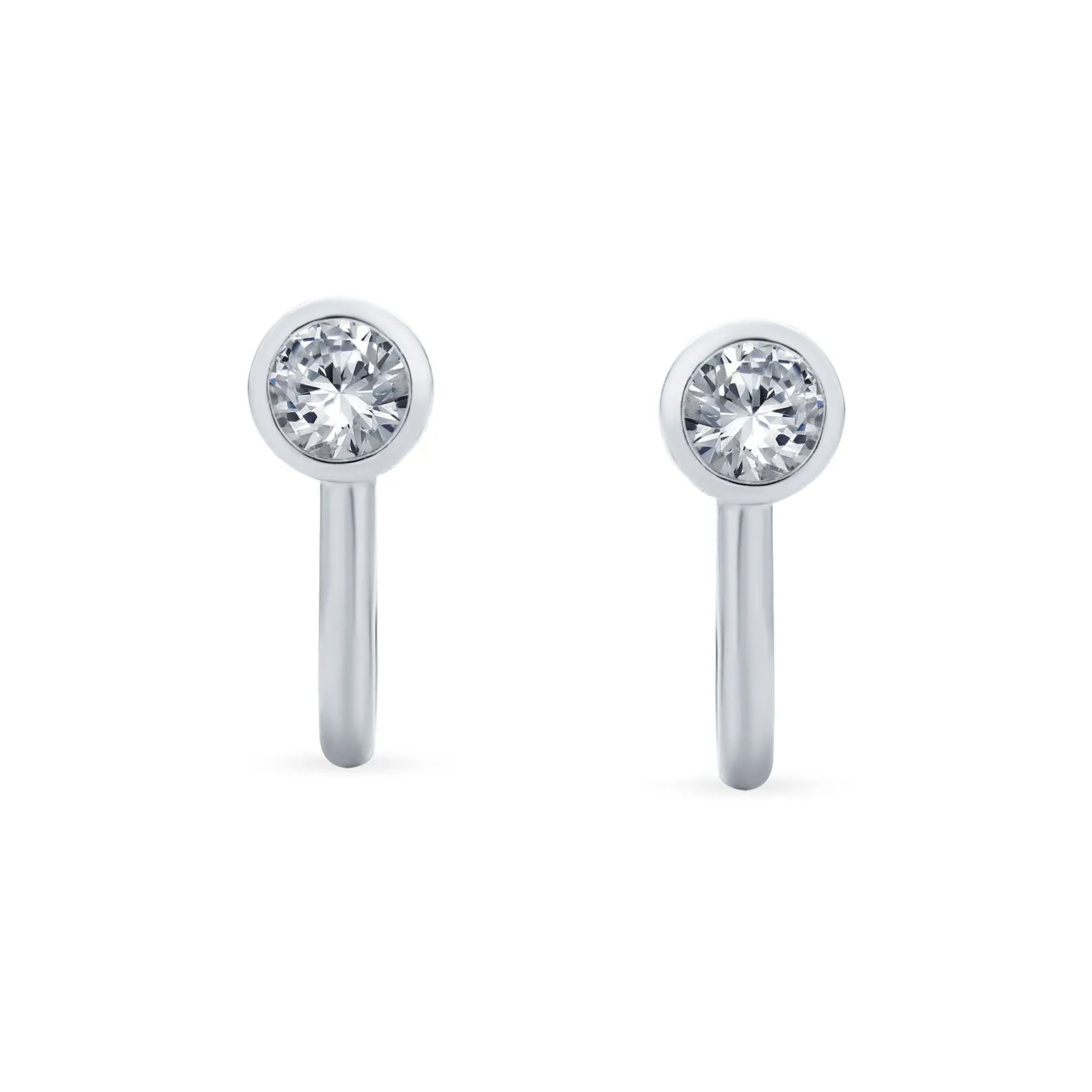 CZ Clip On Stud Earrings Rose Gold Plated .925 Sterling Silver