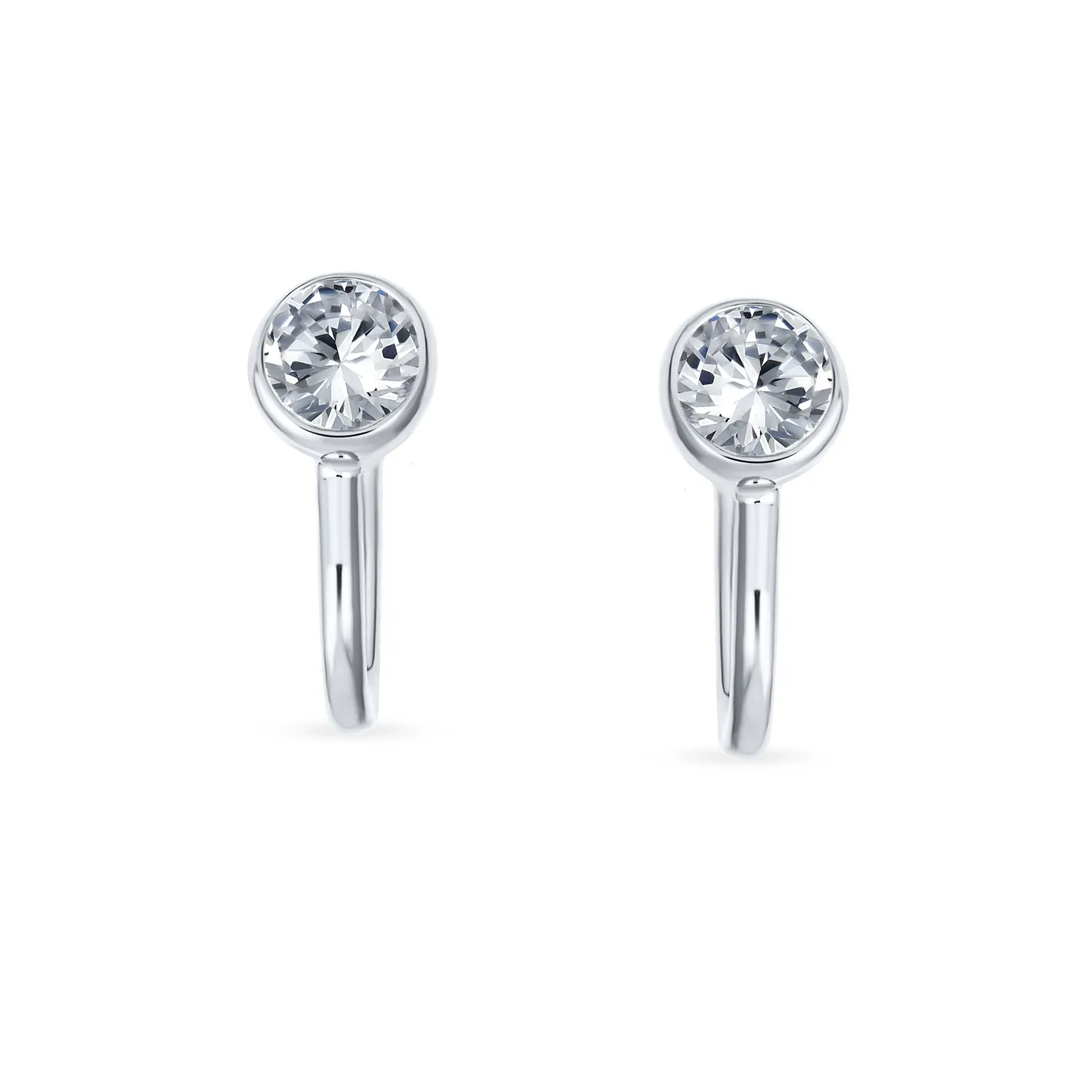 CZ Clip On Stud Earrings Rose Gold Plated .925 Sterling Silver