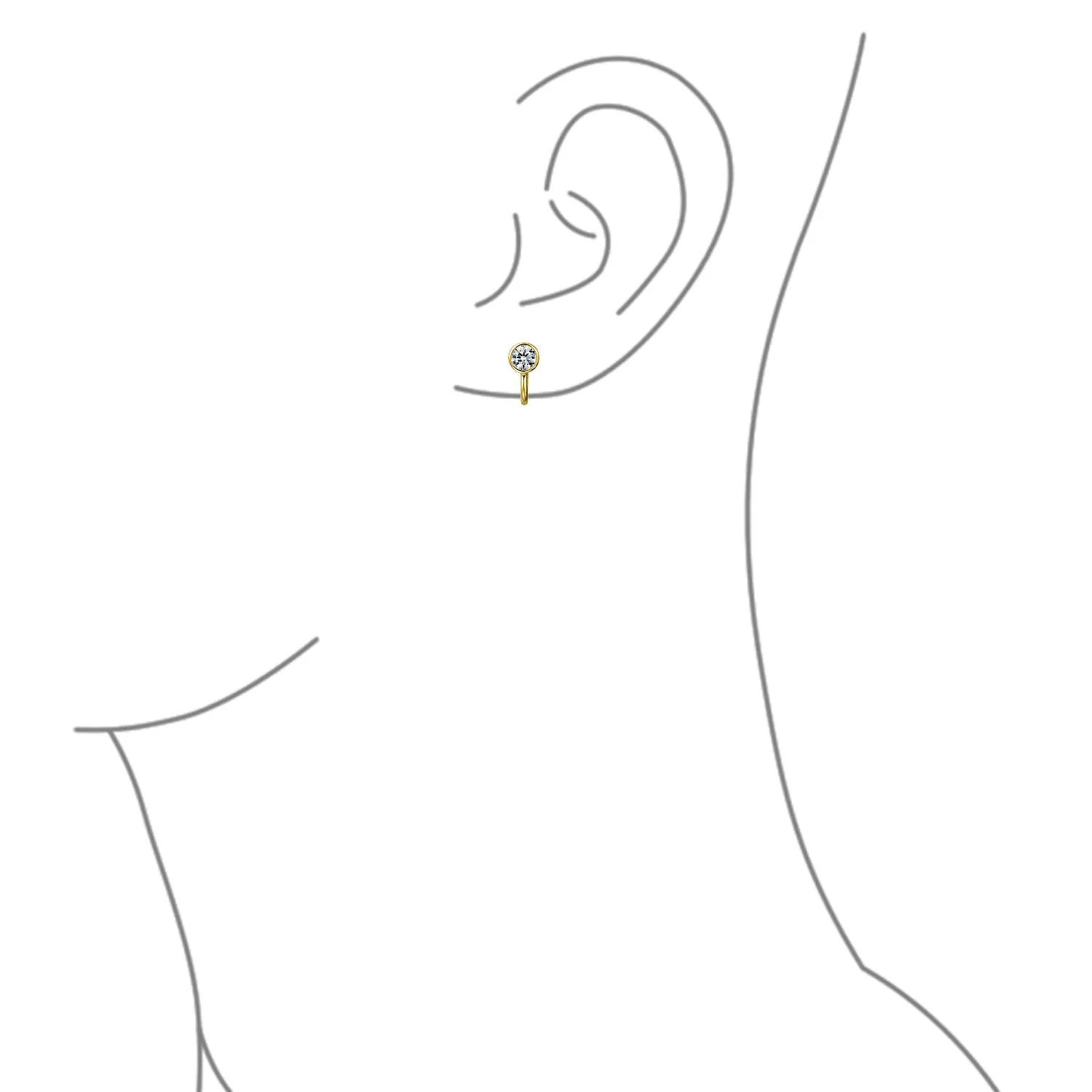 CZ Clip On Stud Earrings Rose Gold Plated .925 Sterling Silver