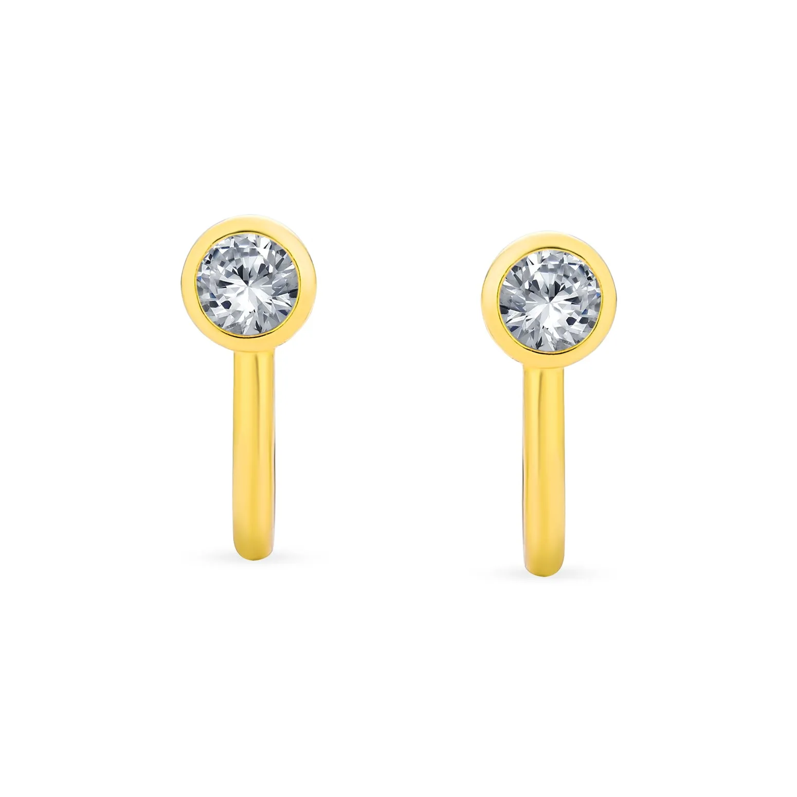 CZ Clip On Stud Earrings Rose Gold Plated .925 Sterling Silver