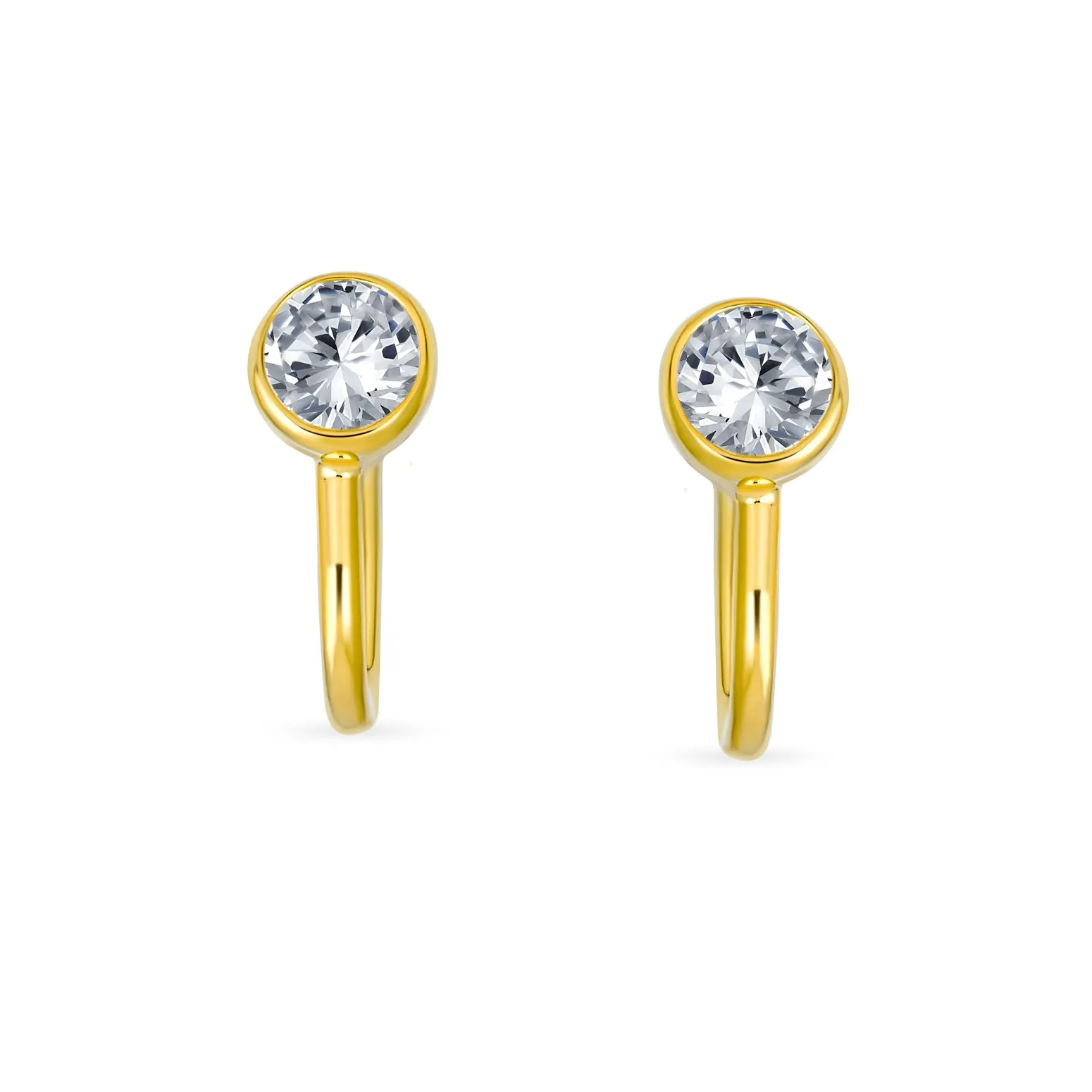 CZ Clip On Stud Earrings Rose Gold Plated .925 Sterling Silver