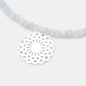 Dahlia on Aquamarine Beaded Necklace