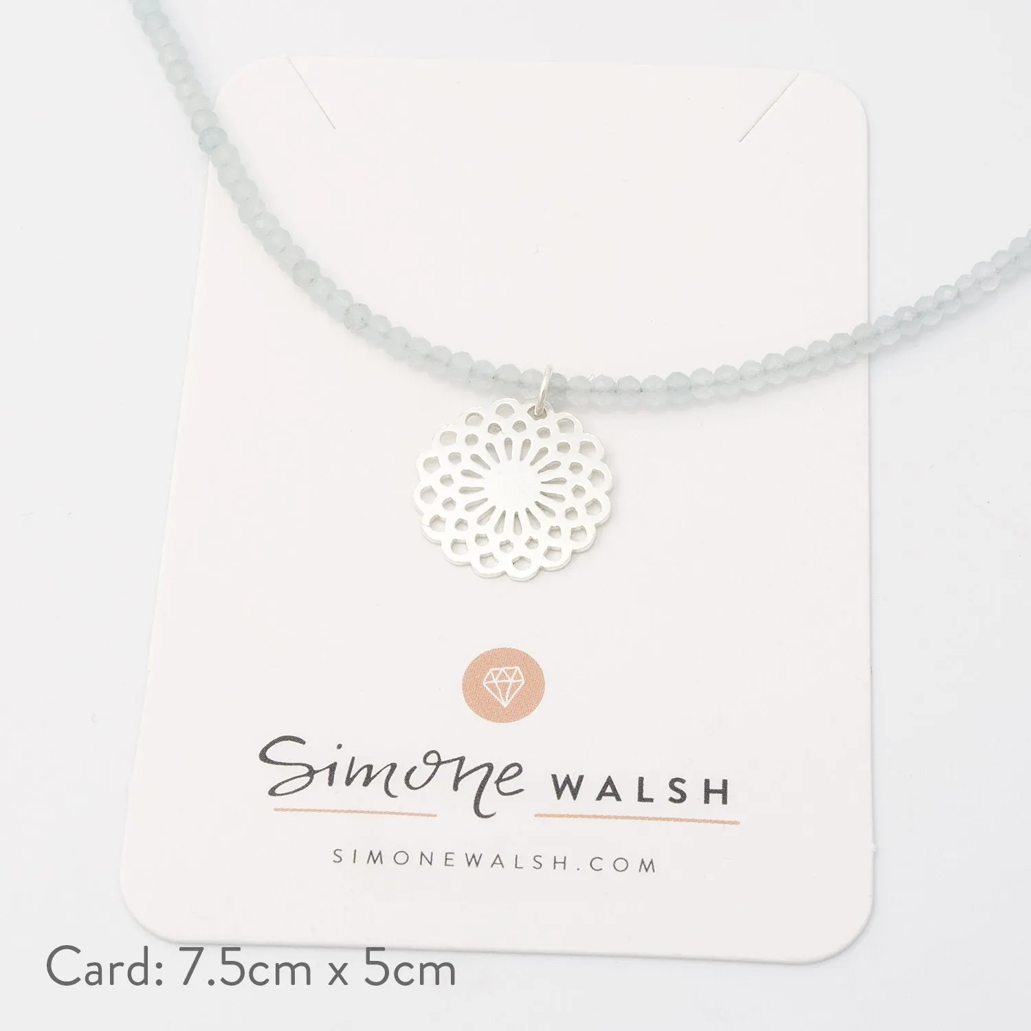 Dahlia on Aquamarine Beaded Necklace