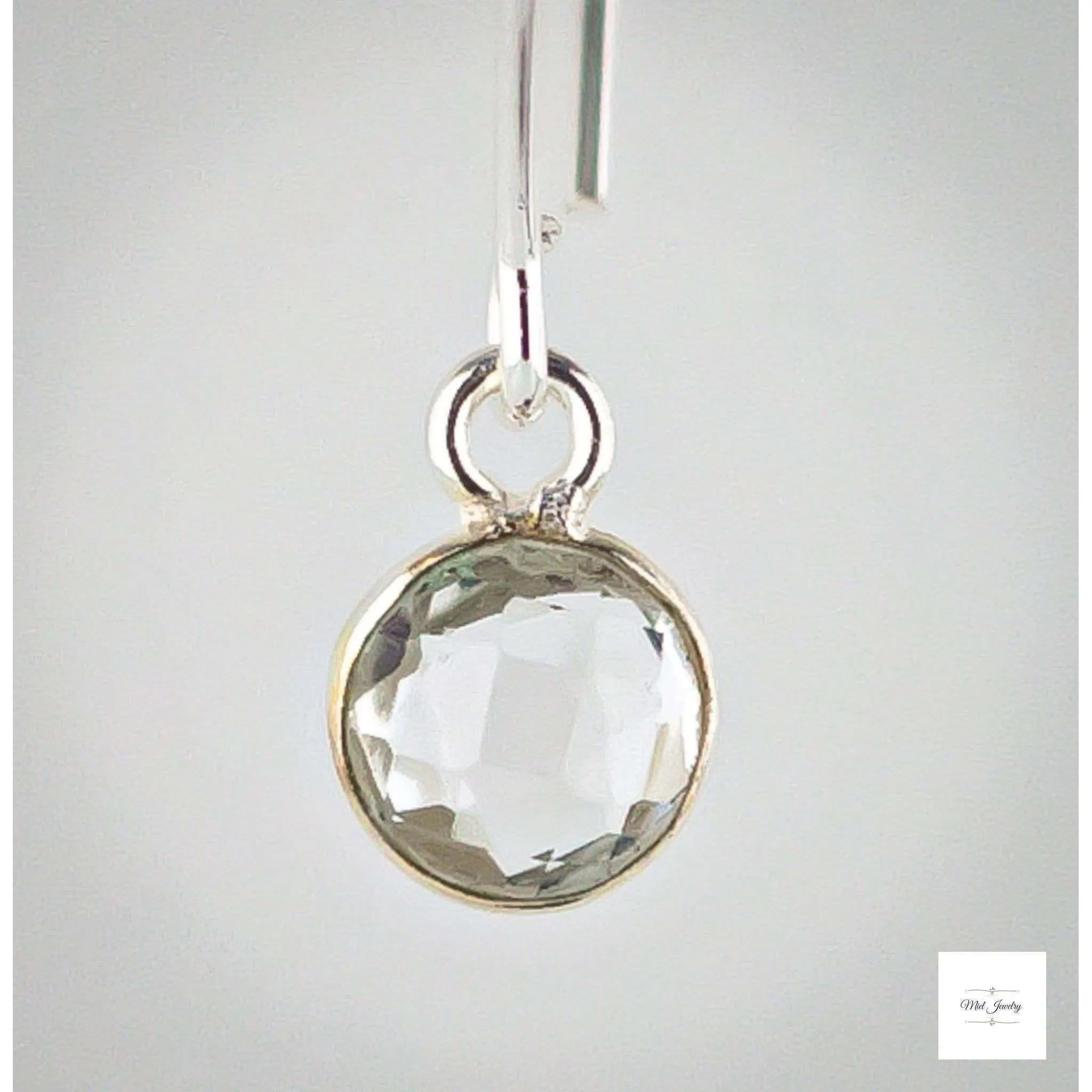 Dainty Clear Quartz Earrings: Chic Silver Fishhook Earrings
