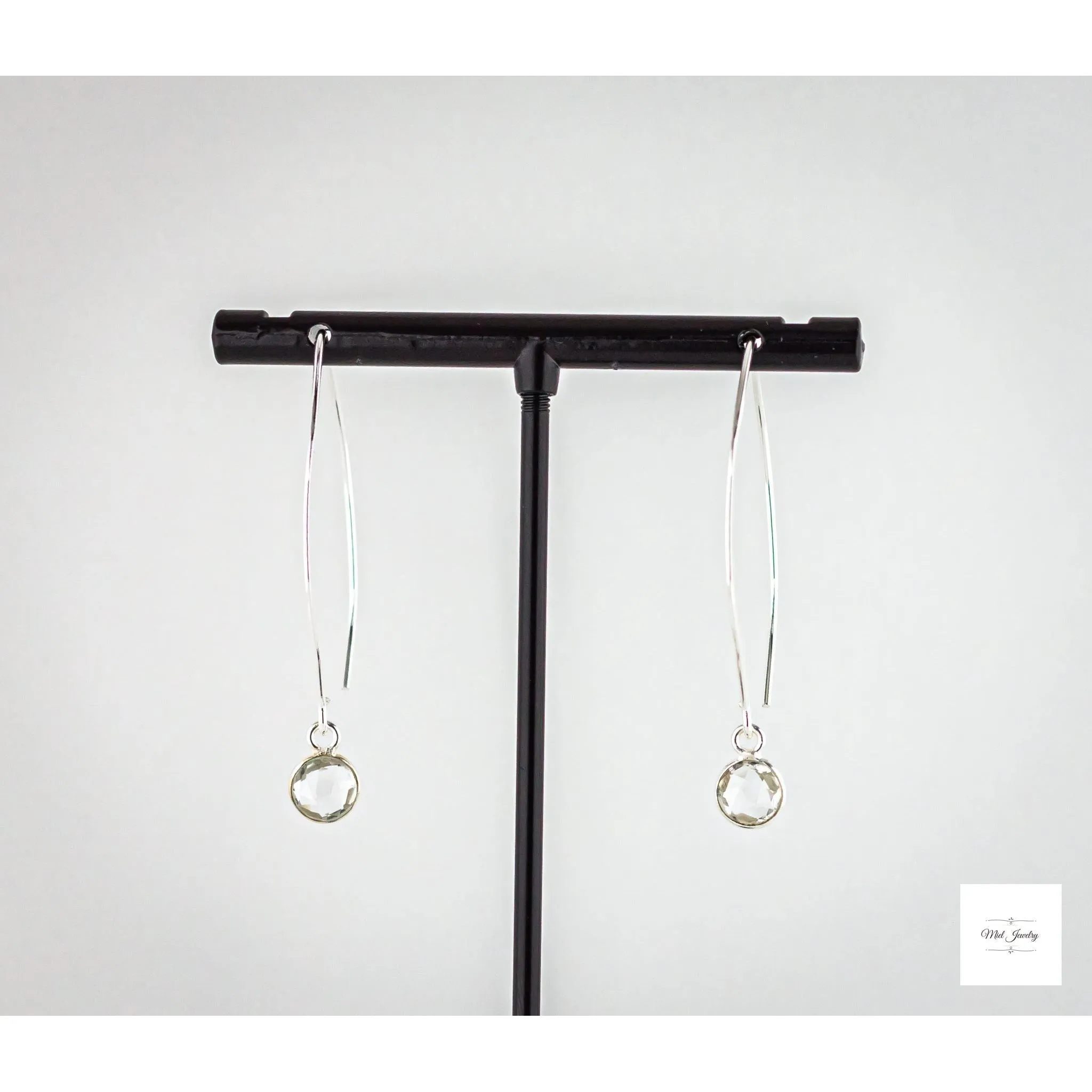 Dainty Clear Quartz Earrings: Chic Silver Fishhook Earrings